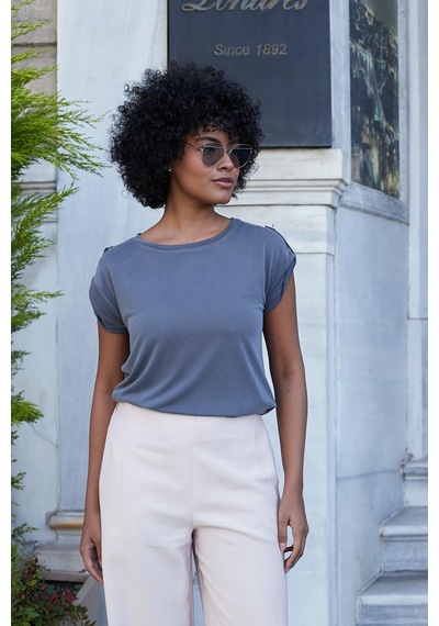 Jument Kadın Modal Penye Geniş Sıfır Yaka Düşük Omuzlu Apoletli Kısa Kol T-shirt Bluz-antrasit Antrasit Jument Kadın Modal Penye Geniş Sıfır Yaka Düşük Omuzlu Apoletli Kısa Kol T-shirt Bluz-antrasit Antrasit