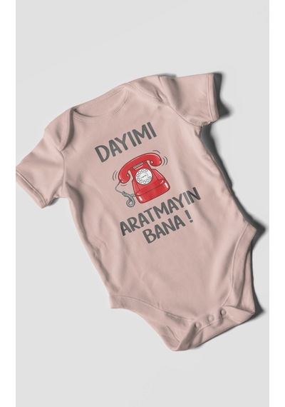 Morivokids Dayımı Aratmayın Bana Kısa Kollu Bebek Body %100 Pamuk Pastel Pembe