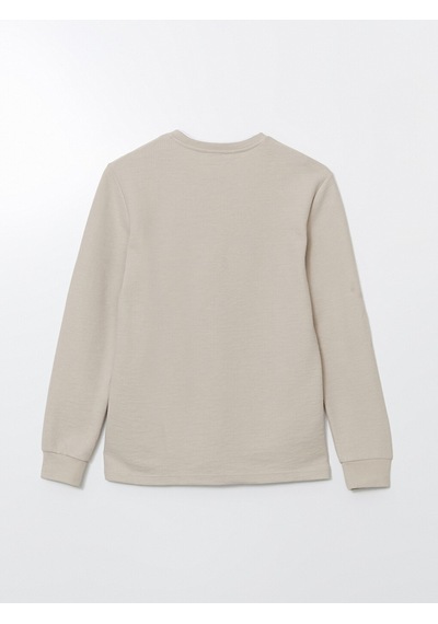 Lcwaıkıkı Classic Bej Bisiklet Yaka Uzun Kollu Erkek Sweatshirt