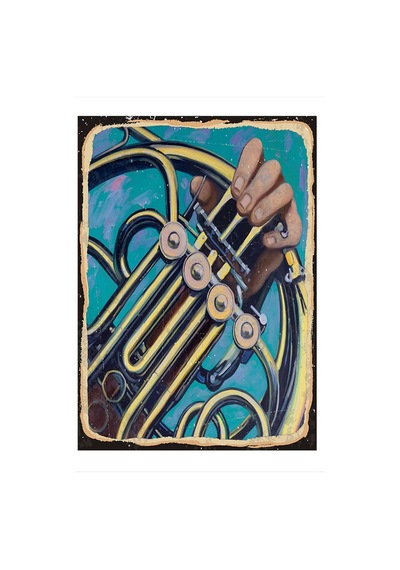 Bedeko Fransız Boynuz Müzik Aleti Model Ahşap Tablo 50 Cm X 70 Cm