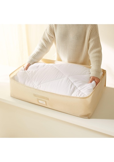 Ocean Home Textile 2'li Mega Boy Bej Balıksırtı Baza Altı Hurç Set 74 X 46 X 22 Cm Altın