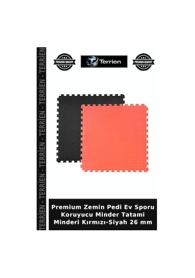 Premium Zemin Pedi Ev Sporu Koruyucu Minder Tatami Minderi Kırmızı-siyah 26 Mm Kırmızı - Siyah
