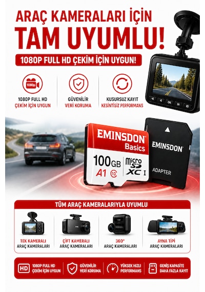 100gb Hafıza Kartı Ev Araç Güvenlik Kamerası Uyumlu Telefon Tablet Micro Sd Class10