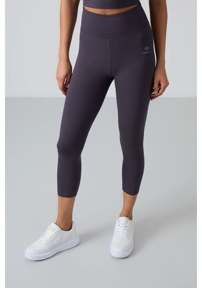 Tommylife Antrasit Yüksek Bel Kapri-crop Atlet Slim Fit Kadın Tayt Takım - 95284