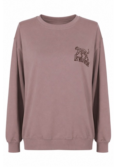 Trender Kuzu Nakış O Yaka Taş Kadın Sweatshirt 27kdt1000025