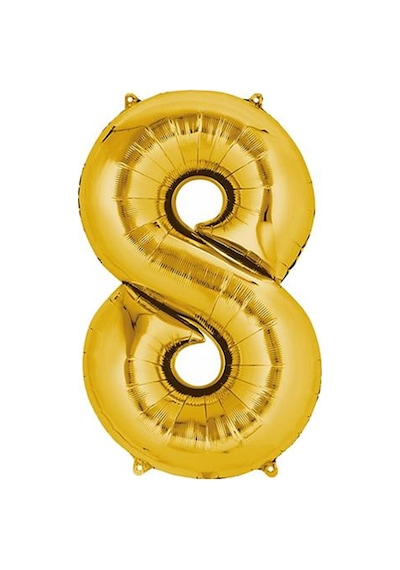 Rakam Folyo Balon Metalik Altın 8 Yaş Folyo Balon Metalik - 8 Yaş Balonu 100 Cm