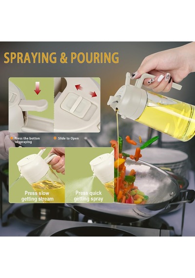 Yağ Püskürtme Şişesi, 2'li Yağ Dağıtıcı Ve Püskürtücü, Mutfak İçin 470ml Yağ Şişesi, Hava Fritözü, Barbekü Salata Ve Biftek İçin Yağ Püskürtme Şişesi' Çok Renkli