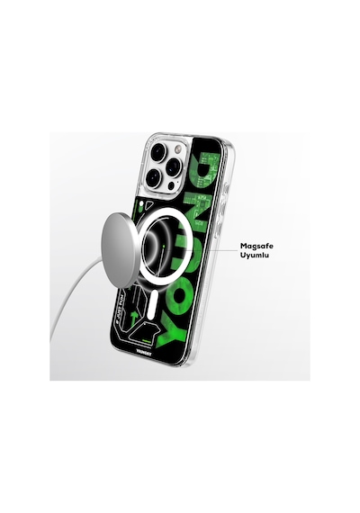 Apple Uyumlu iPhone 16 Pro Max Kılıf Magsafe Şarj Özellikli Airbagli Youngkit Future Streamer Serisi Kapak Yeşil