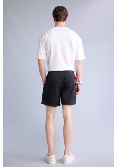 Defacto Relax Fıt Beli Lastikli Bermuda Jean Şort H7293ax26smnm40 Siyah-nm40