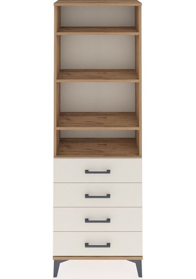 Arges Dolap 4 Raflı 4 Çekmeceli 60x30x182 Çam-aytaşı Çam