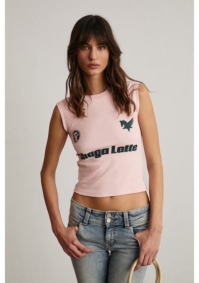 Grımelange Epona Kadın Yumuşak Ve Esnek Kumaşlı Baskı Detaylı Pembe T-shirt Grımelange Epona Kadın Yumuşak Ve Esnek Kumaşlı Baskı Detaylı Pembe T-shirt