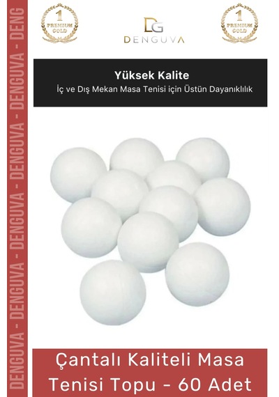 Masa Tenisi Pinpon Topu Çantalı Kaliteli Etkinlik 60 Adet Beyaz Canlı Ping Pong Sekme