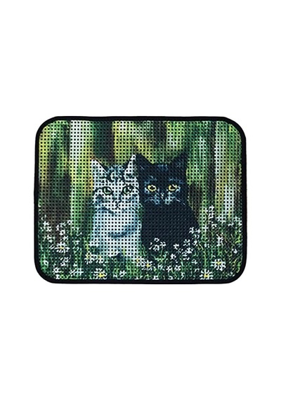 Elekli Desenli Kedi Tuvalet Önü Paspası, 60 X 45 Cm 2li