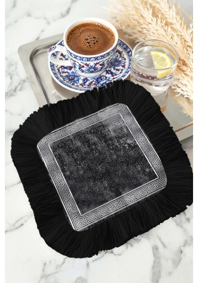 Yunan Motifli Saçaklı Bohem Sunum Peçetesi - Klasik Lüks Siyah Gümüş Modern Bardak Altlığı Mendil Açık Gece Turkuaz Yunan Motifli Saçaklı Bohem Sunum Peçetesi - Klasik Lüks Siyah Gümüş Modern Bardak Altlığı Mendil Açık Gece Turkuaz