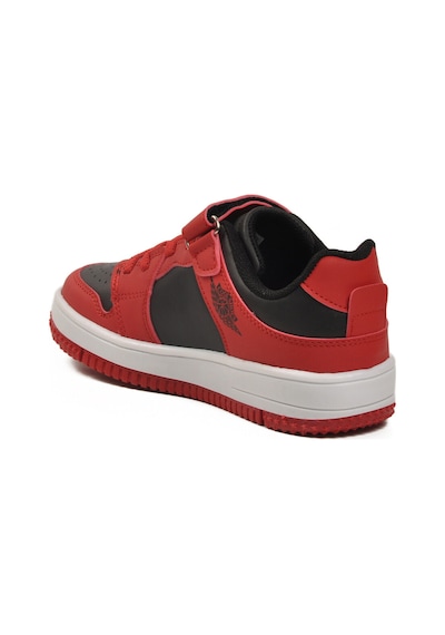 Kırmızı Siyah Cırtlı Erkek Çocuk Sneaker Haykat Kısa F Kırmızı-Siyah