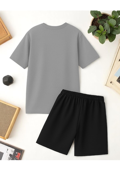 Uyguntarz Unisex Brooklyn Baskılı Tasarım Şort Takım Gri