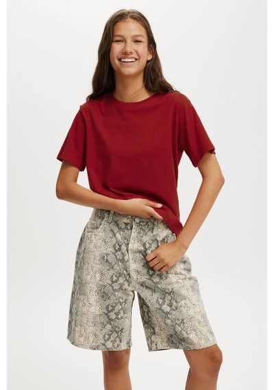 Seeh Bordo Basic Kısa Kollu Kadın T-shirt Sh280
