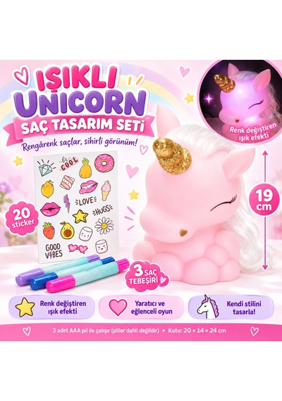 64125 Sun-htı-sbr-hobi Set Unıcorn Boyama+stıcker Işıklı 10pcs Mixed