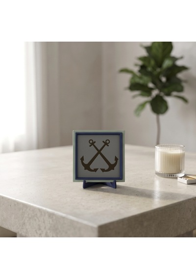 Denizci Konseptli Çapraz Çapa Tasarım Obje, Modern Dekorasyonun Estetik Ve Huzurlu İmzası 10x10 Cm