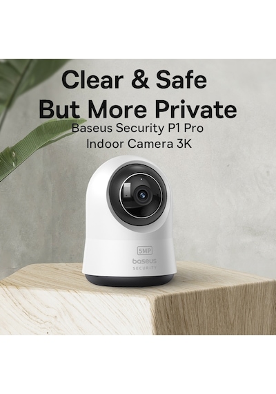 Baseus Security P1 Pro 5mp Adaptörsüz İç Mekan Akıllı Wifi Güvenlik Kamerası Beyaz
