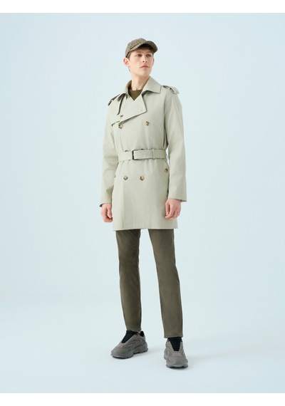 Regular Fit Erkek Trenchcoat Gri
