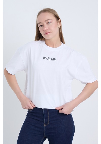 Velvoria Unisex Oversize Beyaz Director T-shirt