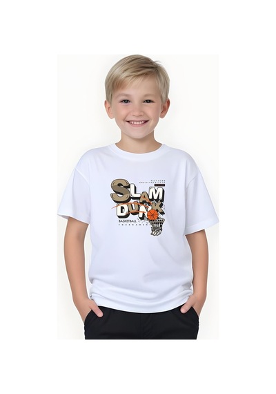 Fyk Kids Erkek Çocuk Yazlık Slam Dunk Baskılı Alt-üst Takım Beyaz