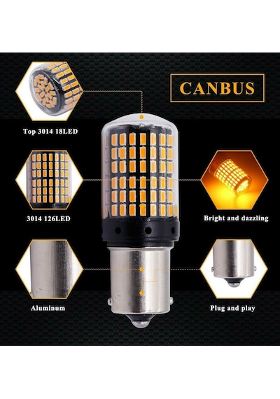 1156 P21W 144 Led Sinyal Lambası Led Işık Güçlü Aydınlatma 2 Adet