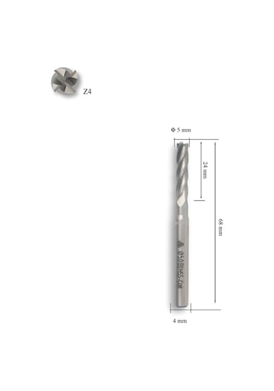 Mte 5 Mm Uzun Parmak Freze Hss-co8 Dın 844/b-n
