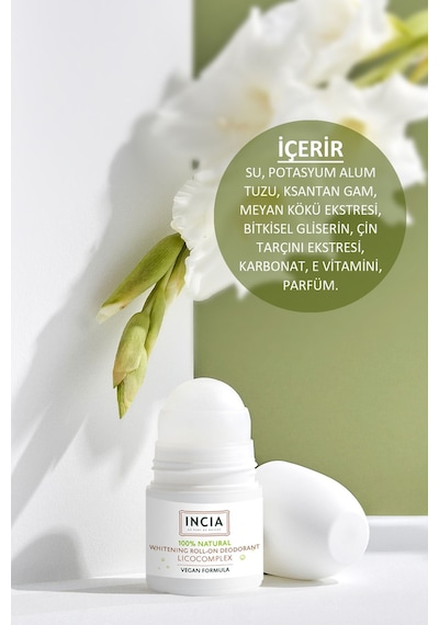 INCIA %100 Doğal Roll On Deodorant Beyazlatıcı Ter Kokusu Önleyici Lekesiz 2 x 50 ML