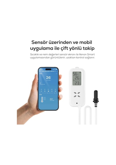 Xenon Smart Dijital Termometre / Akıllı Su Geçirmez Problu Wifi Sıcaklık Ve Nem Sensörü X7509