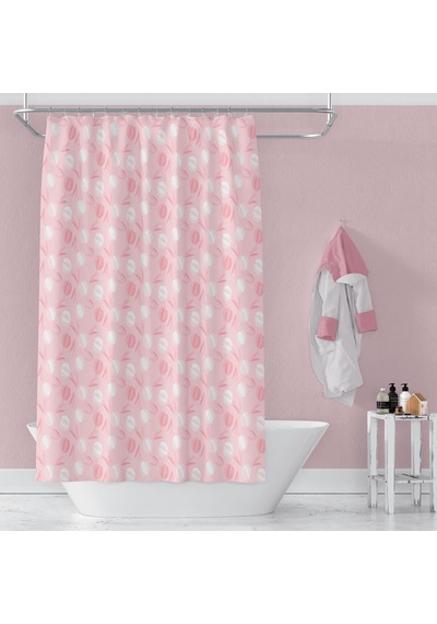 Banyo Perdesi 1x100x200 Tek Kanat Duş Perdesi Halka Hediyeli Duşakabin Perdesi 2881 Pembe