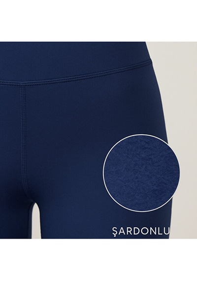 Pantofit Şardonlu Yüksek Bel Kadın Tayt Toparlayıcı Slim Fit Kışlık Ka Lacivert