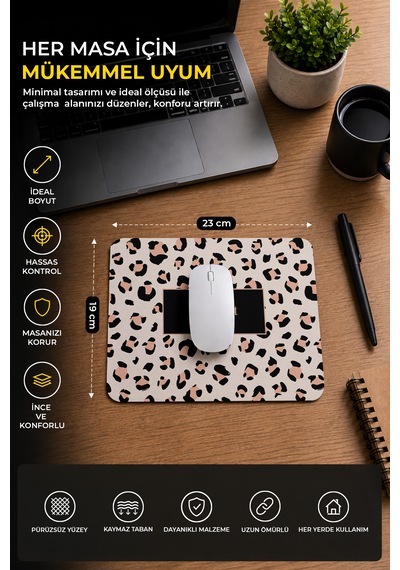 Leopar Desenli The Best Yazılı Ergonomik Mouse Pad Kaymaz Tabanlı, Renkli Ve Konforlu Tasarım Çok Renkli