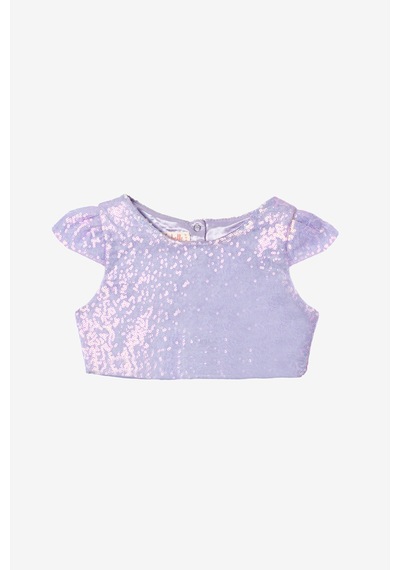Le Mabelle Lila Pullu Kız Çocuk Crop Bluz Mor