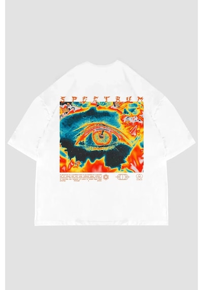 Tarzsokak Spectrum Baskılı Beyaz Oversize Unisex Beyaz