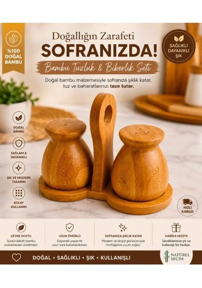 2'li Bambu Tuzluk Karabiberlik Seti