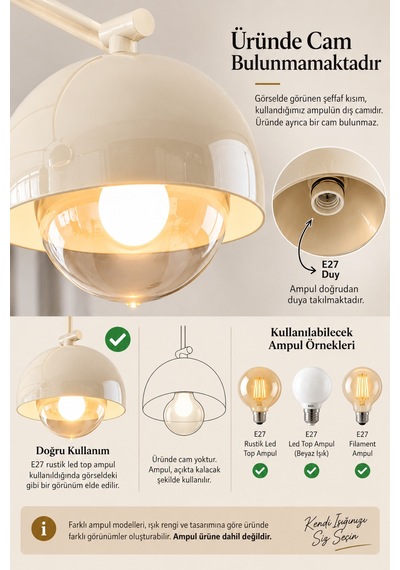 Pera 5 Li Metal Şık Estetik Dekoratif Salon Avize Krem