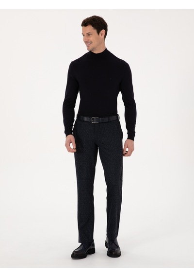Cacharel Lacivert Slim Fit Yün Karışımlı Kumaş Pantolon