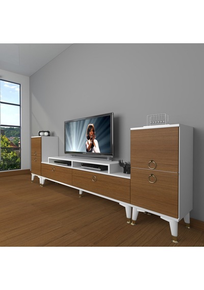Decoraktiv Ekoflex On2 Mdf Gold Tv Ünitesi Tv Sehpası Beyaz - Ceviz