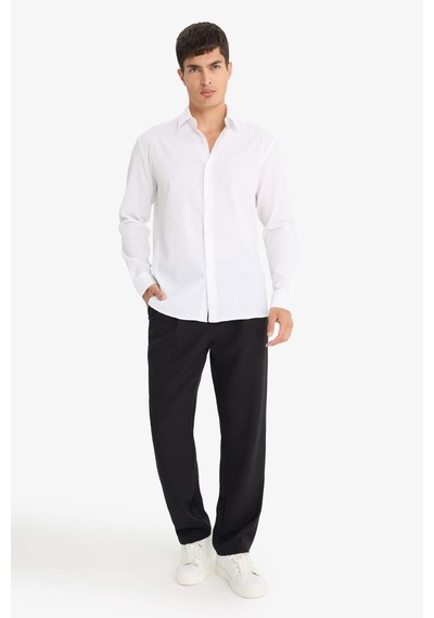 Defacto Modern Fit Polo Yaka Krinkıl Uzun Kollu Gömlek F1767ax25auwt34 Beyaz