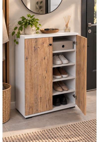 Sulorahome Çam Desenli Kapaklı Ayakkabılık Ve Portmanto Çam - Beyaz Sulorahome Çam Desenli Kapaklı Ayakkabılık Ve Portmanto Çam - Beyaz