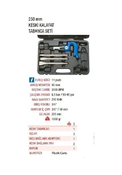 Emax ET-2120K Keski Kalafat Tabanca Seti 250 MM