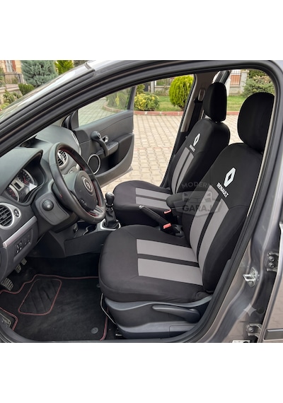 Renault Oto Koltuk Kılıfı Renault Kılıf Renault Koltuk Kılıfı Gri-Siyah