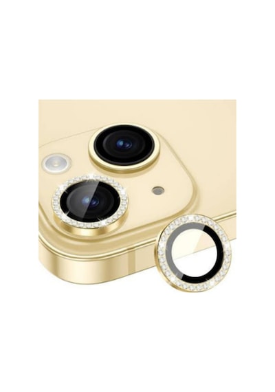 Apple Uyumlu iPhone  13 13 Mini Taşlı Kamera Lens Koruyucu Altın
