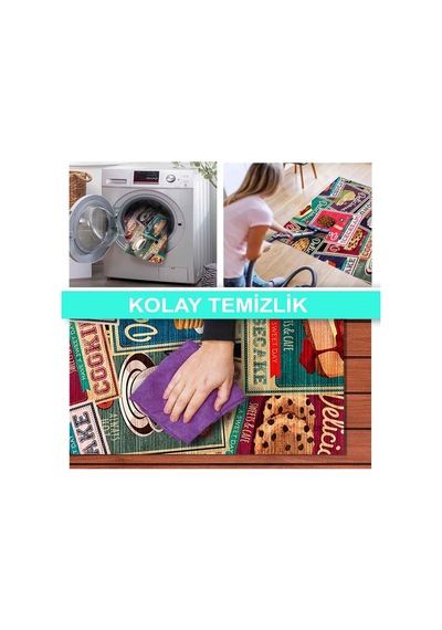 Latte Dizayn Krizan Desenli Kadife Pamuk Tabanlı Yıkanabilen Kaydırmaz Antibakteriyel Salon Halısı 100x160 Diğer