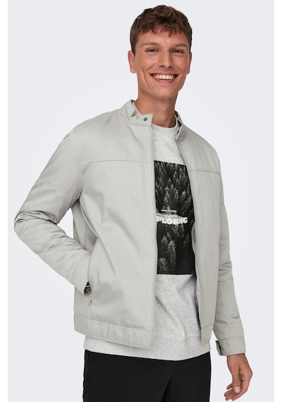 Only & Sons Erkek Önden Fermuarlı Ceket 22027380 Açık Gri