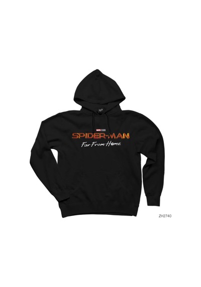 Spiderman Far From Home2 Siyah Kapşonlu Sweatshirt Hoodie