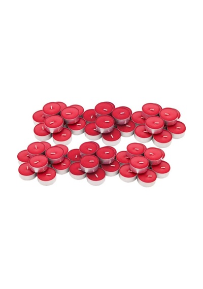 Kırmızı Tea Light Mum 50li Beyaz