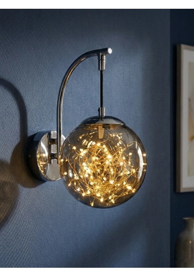 Glow Cam Peri Led Aplik Gold & Gümüş Gövde, Dekoratif Duvar Aydınlatma Gümüş